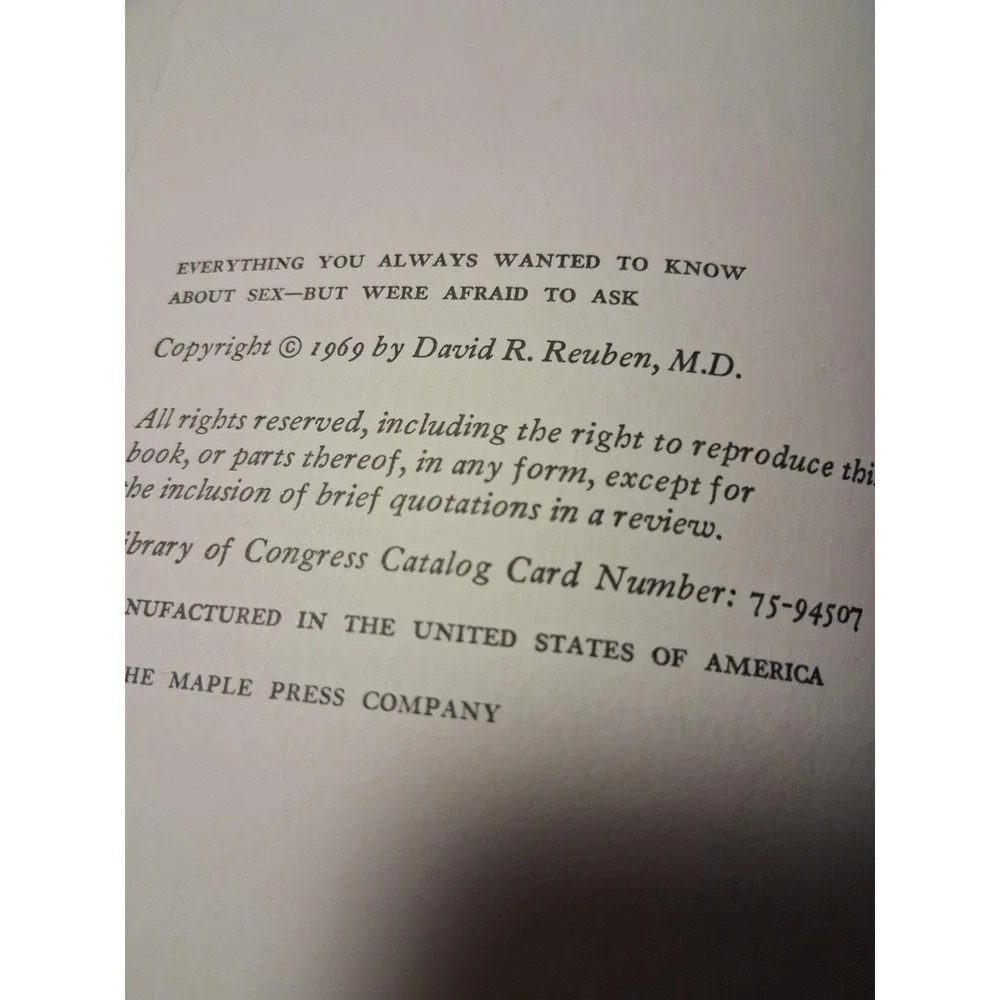 Vintage 1969 Everything You Always Wanted to Know About Sex Hardcover Book